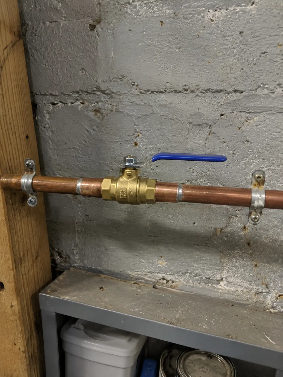 Photo: main water shutoff valve and service line
